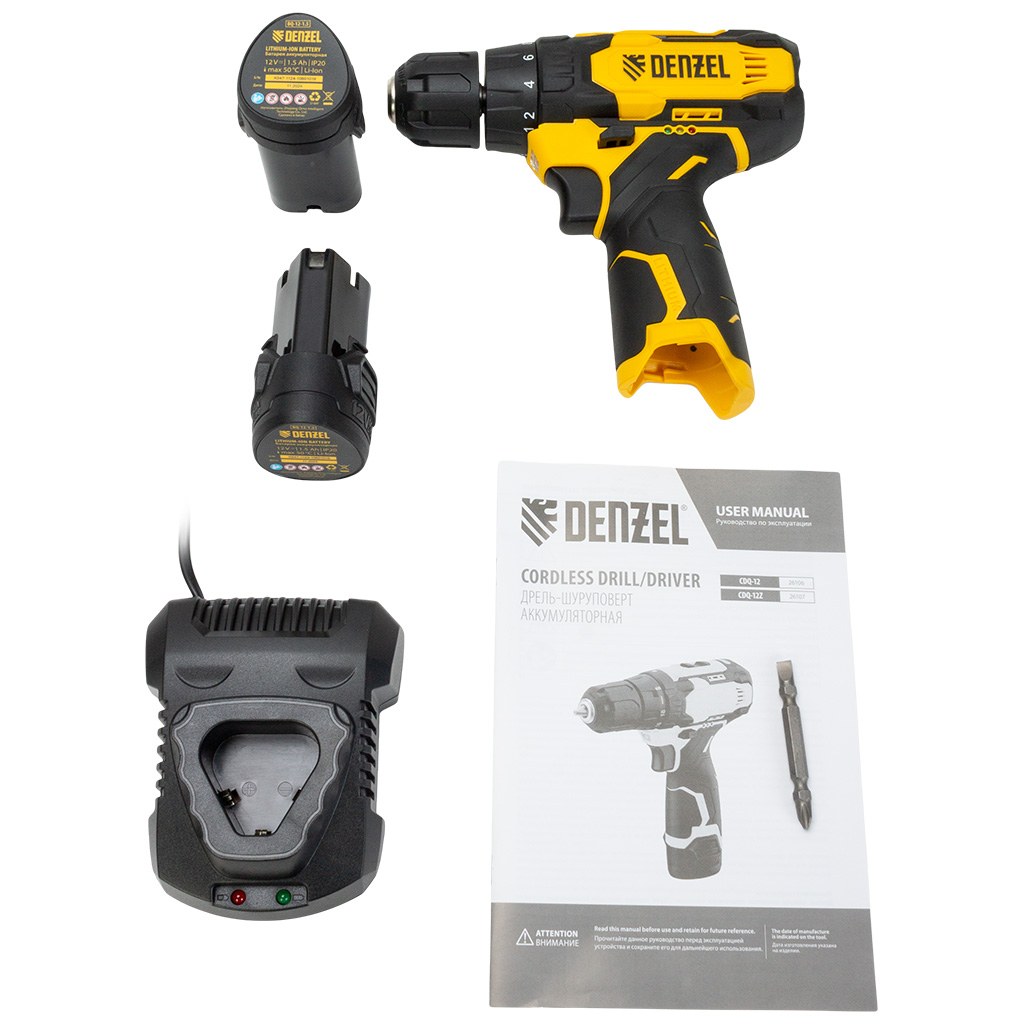 Дрель-шуруповерт аккум. 12В, Denzel CDQ-12