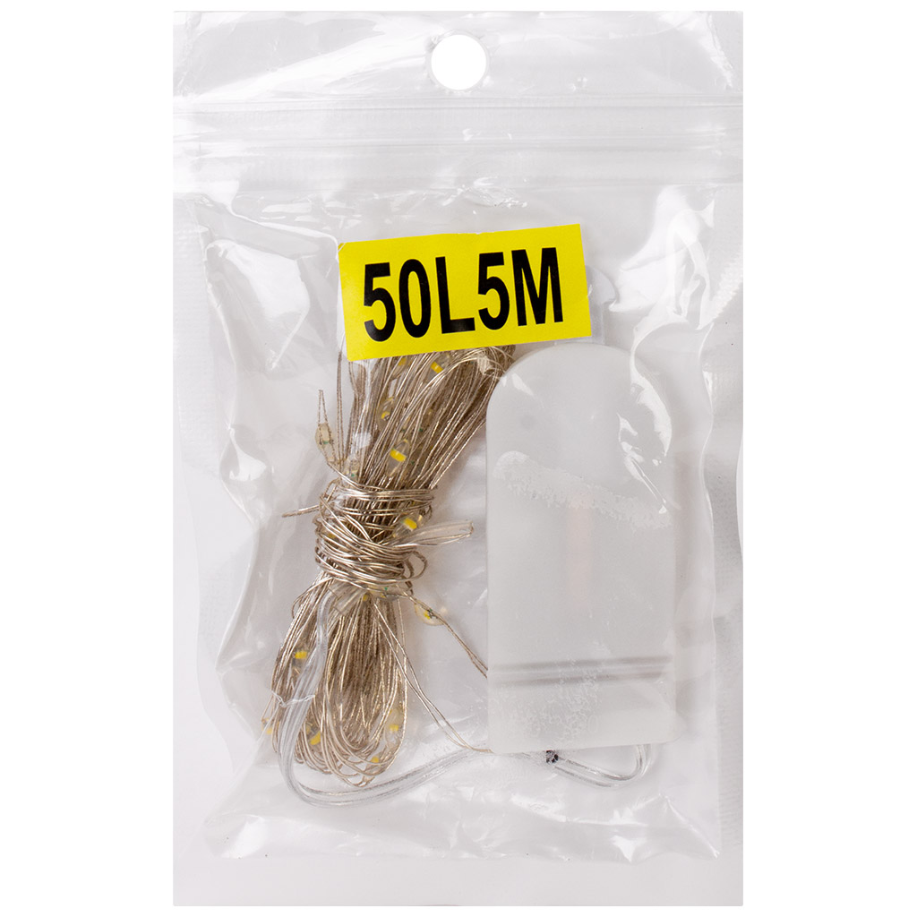 Электрогирлянда на батарейках Роса, 5м, теплый свет