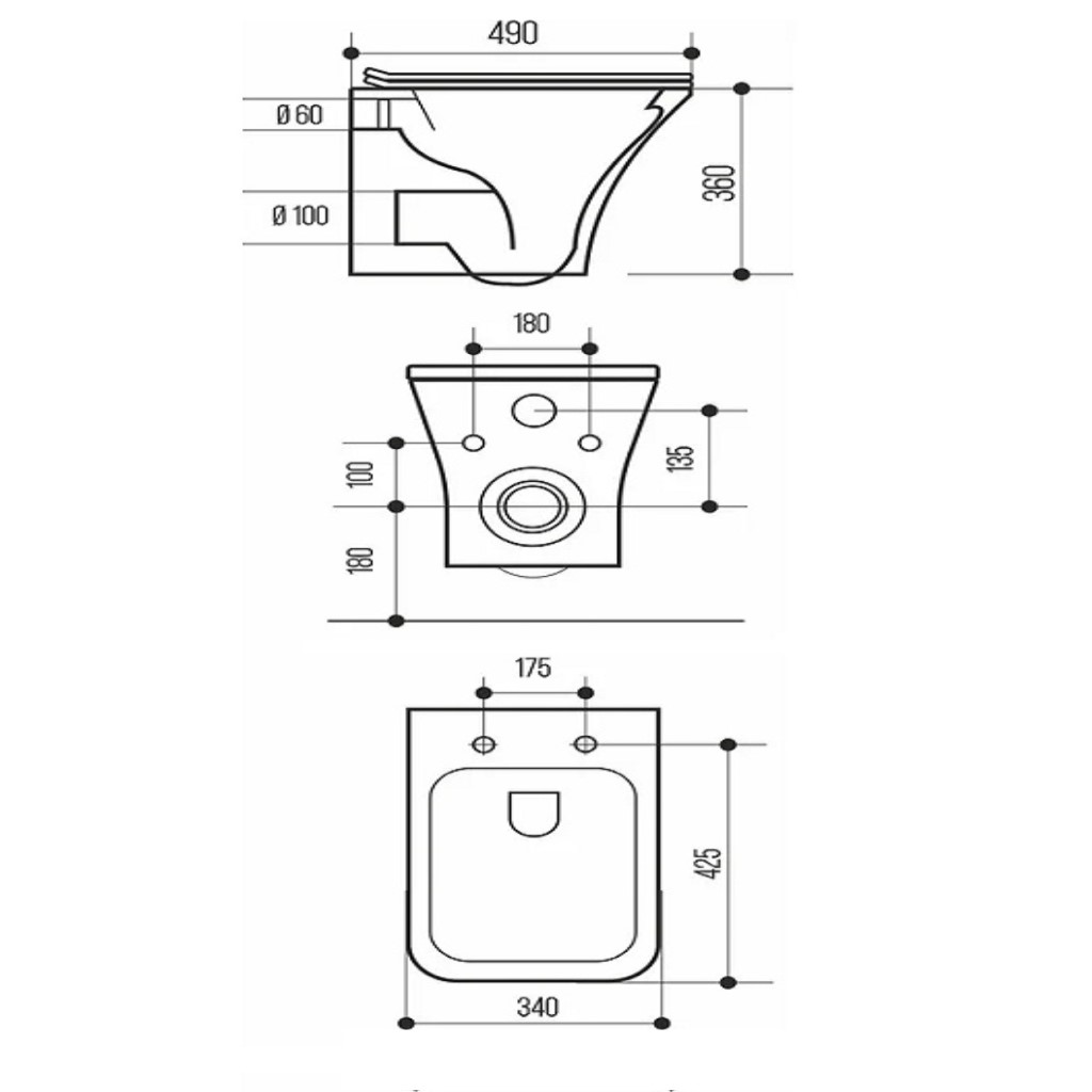 Унитаз подвесной WAVE CITY, безободковый, с плавным закрыванием