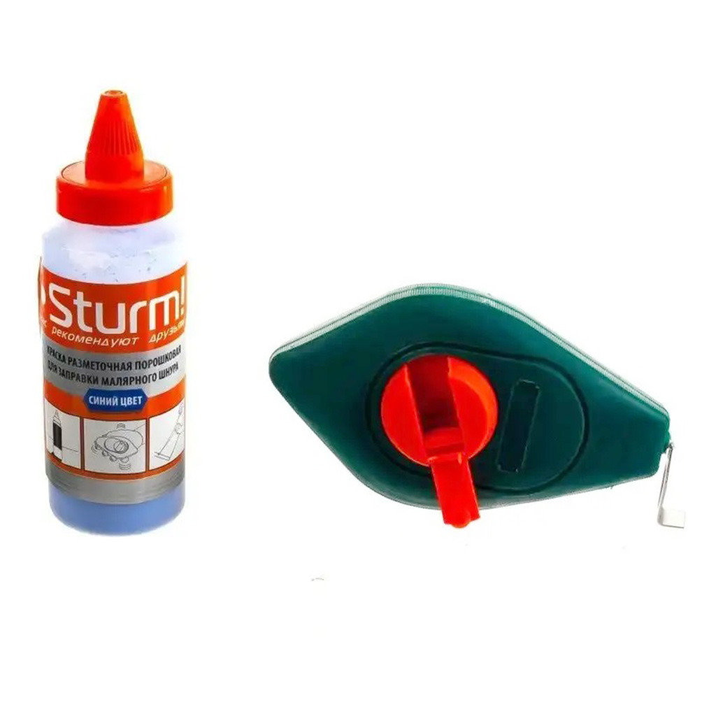 Шнур разметочный Sturm! 2025-03-CL20, красящий порошок, уровень, 20м