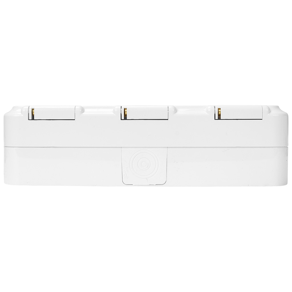 Блок открытой проводки Bylectrica Пралеска Аква, розетка 3-местная, с заземлением, с крышкой, IP54, белый