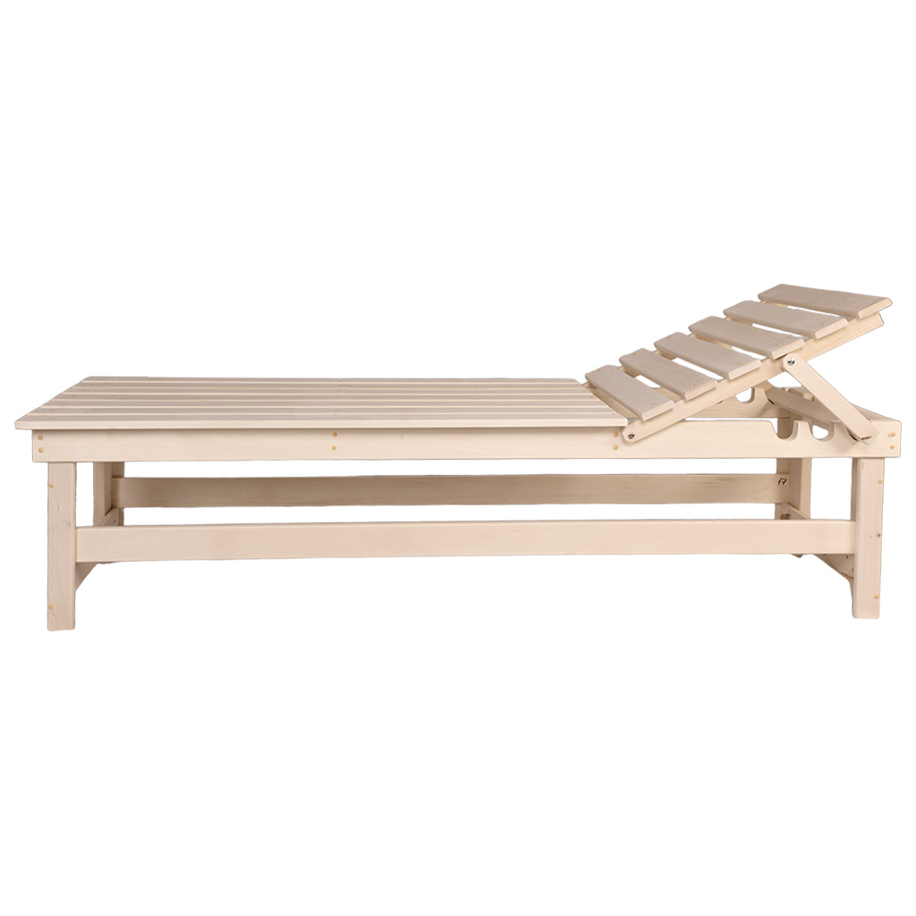 Лежак с регулируемой спинкой, 1800мм х 550мм х 445мм, липа
