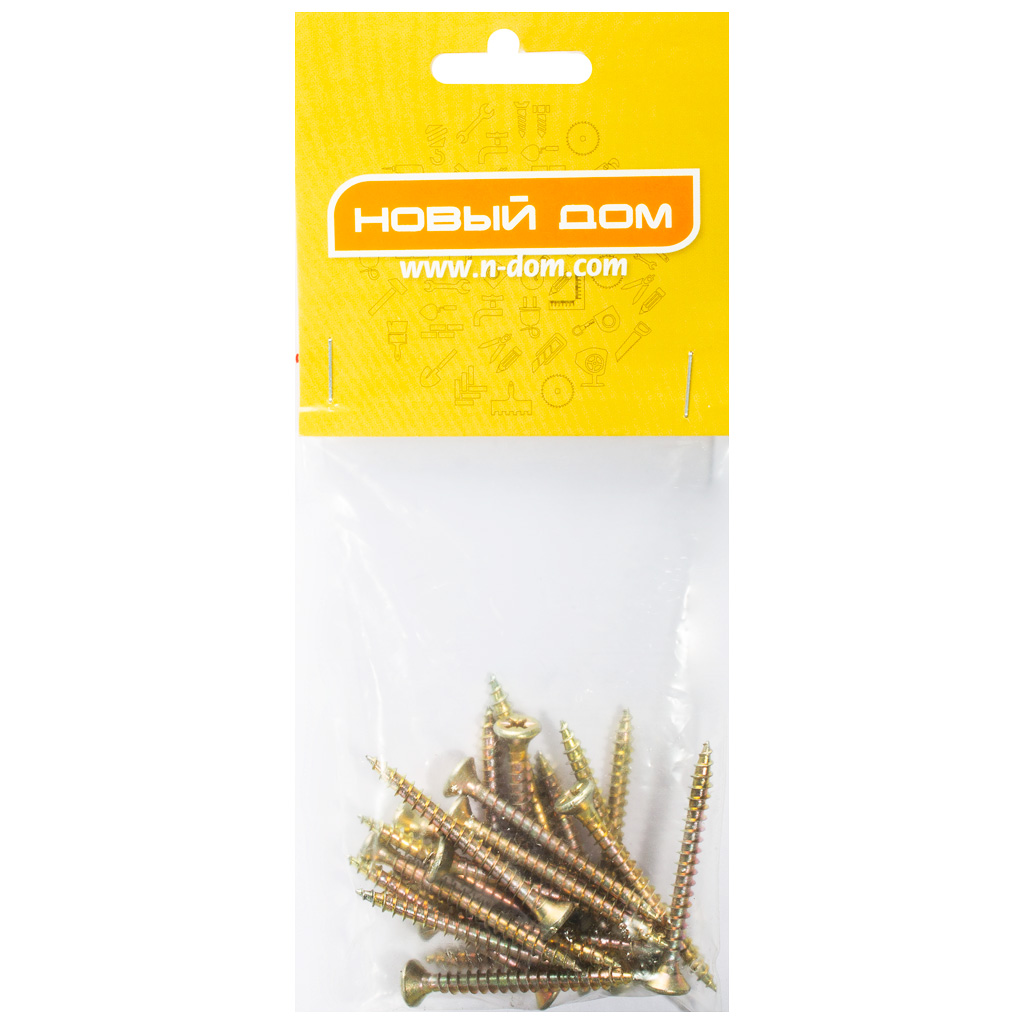Шуруп универсальный, 5.0 х 50, желтый, 20 шт/упак