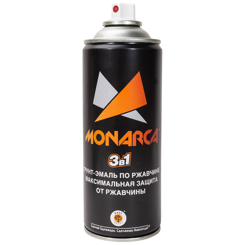 Грунт-эмаль Monarca, по ржавчине 3в1, аэрозольная, светло-серый, 520мл