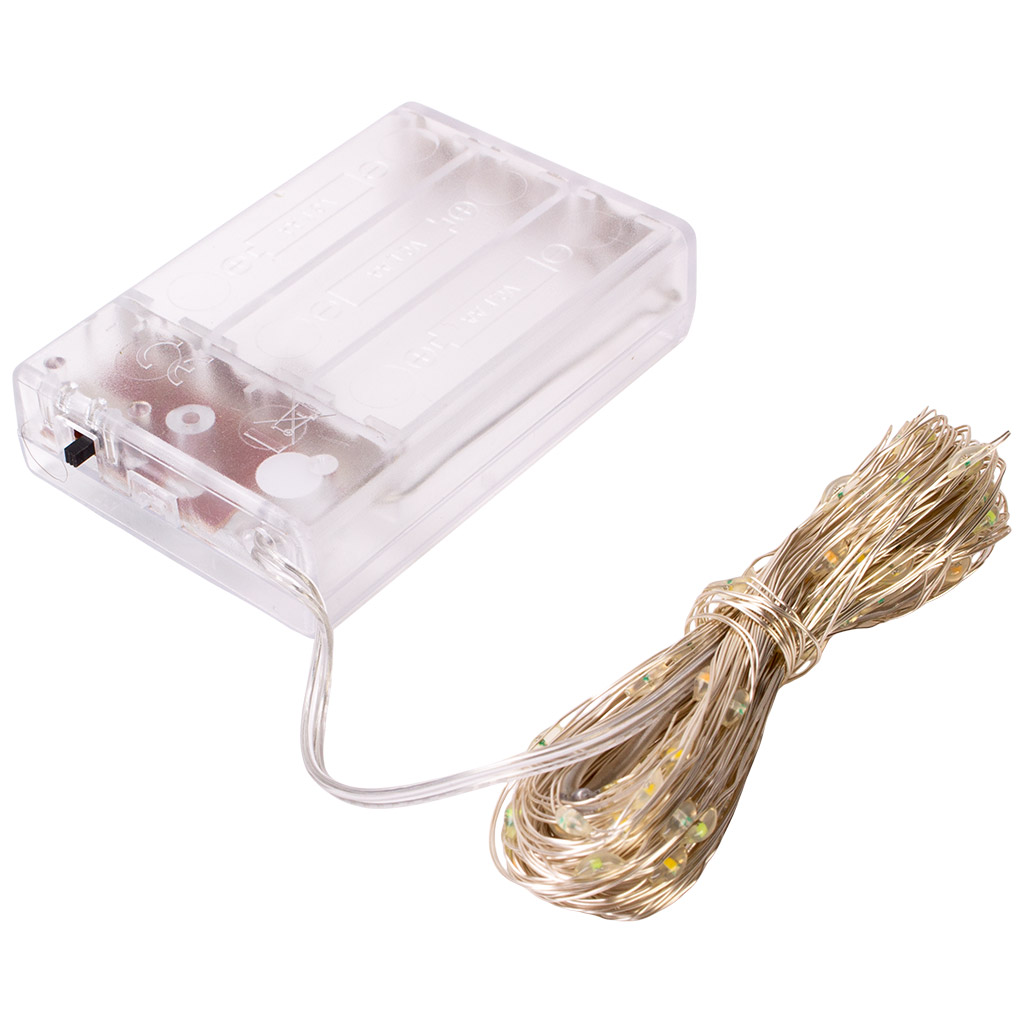 Электрогирлянда на батарейках Роса, 10м, цветной свет