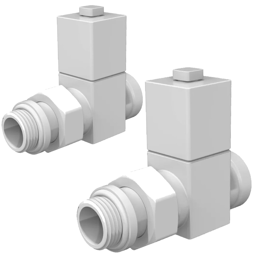 Набор дизайн-вентелей Royal Thermo Cube, белый, прямой, 1/2