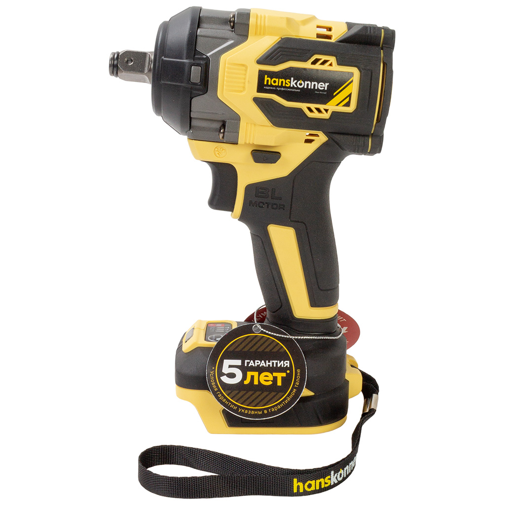 Гайковерт бесщеточный, ударный Hanskonner HCD20600BL, 18В