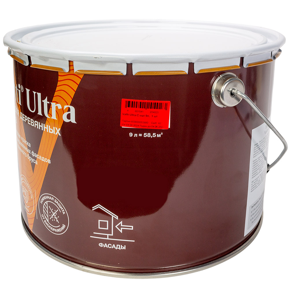 Краска водно-дисперсионная Tikkurila Valtti Ultra, для деревянных фасадов, матовая, база С, 9л.