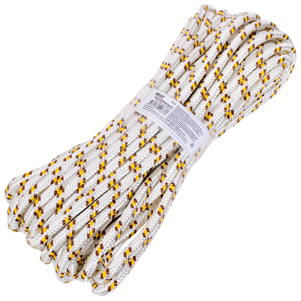 Фал капроновый с сердечником, 16-ти прядный, 8мм х 20м