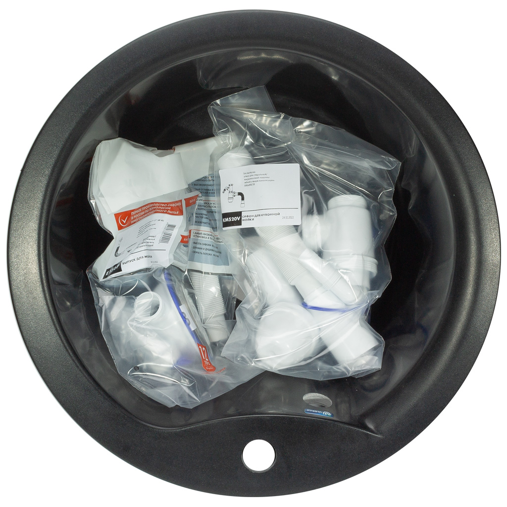 Мойка искусственный камень Ulgran, круглая, D480мм, черная