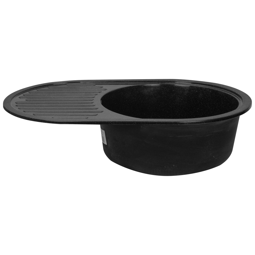 Мойка искусственный камень Ulgran, круглая с крылом, 460х730х200мм, черная