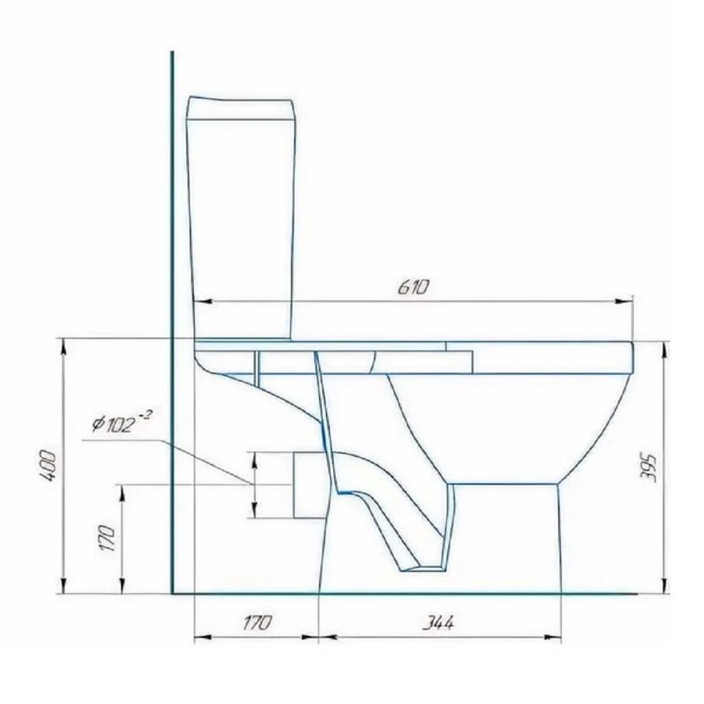 Унитаз-компакт Rosa Рио, нижняя подводка, выпуск горизонтальный
