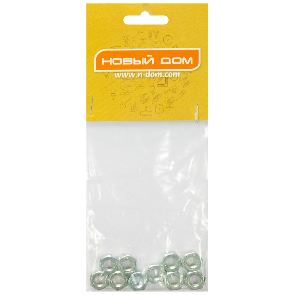 Гайка шестигранная М 8, оцинкованная, 10шт/упак