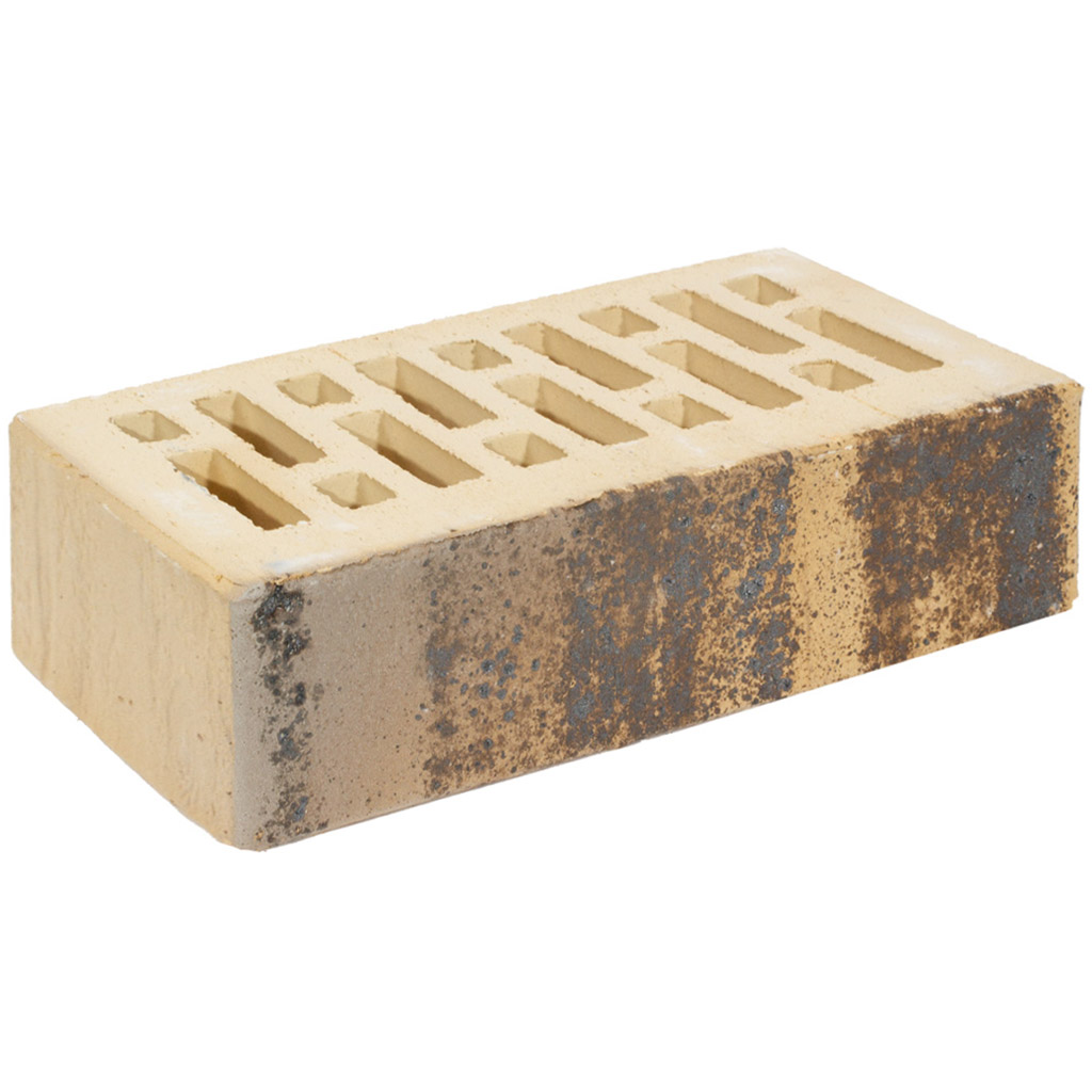 Кирпич лицевой керамический Старооскольский Recke, бежевый с серым напылением (Art 1-81-00-2-12), рельефный, 1,0НФ, М200-250, (480шт, упаковка)