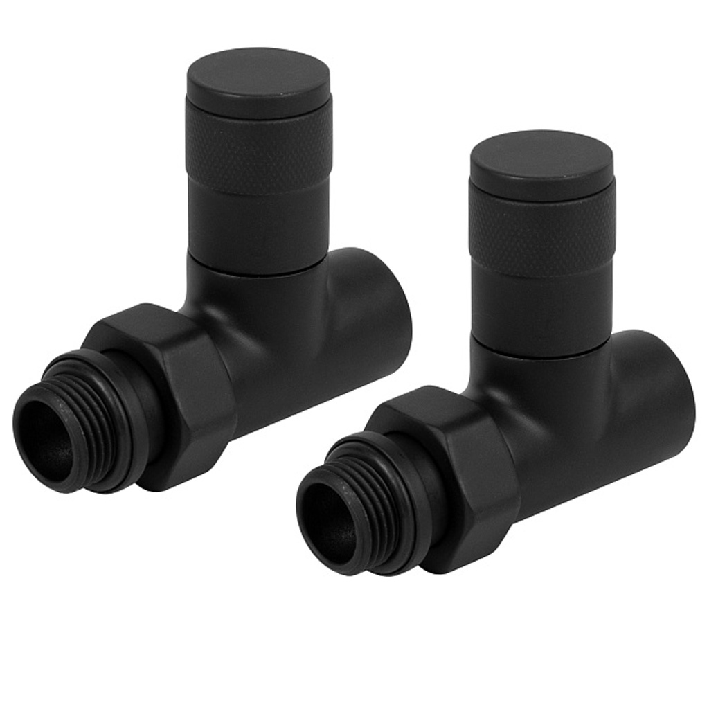 Набор дизайн-вентелей Royal Thermo Piano, черный, прямой, 1/2