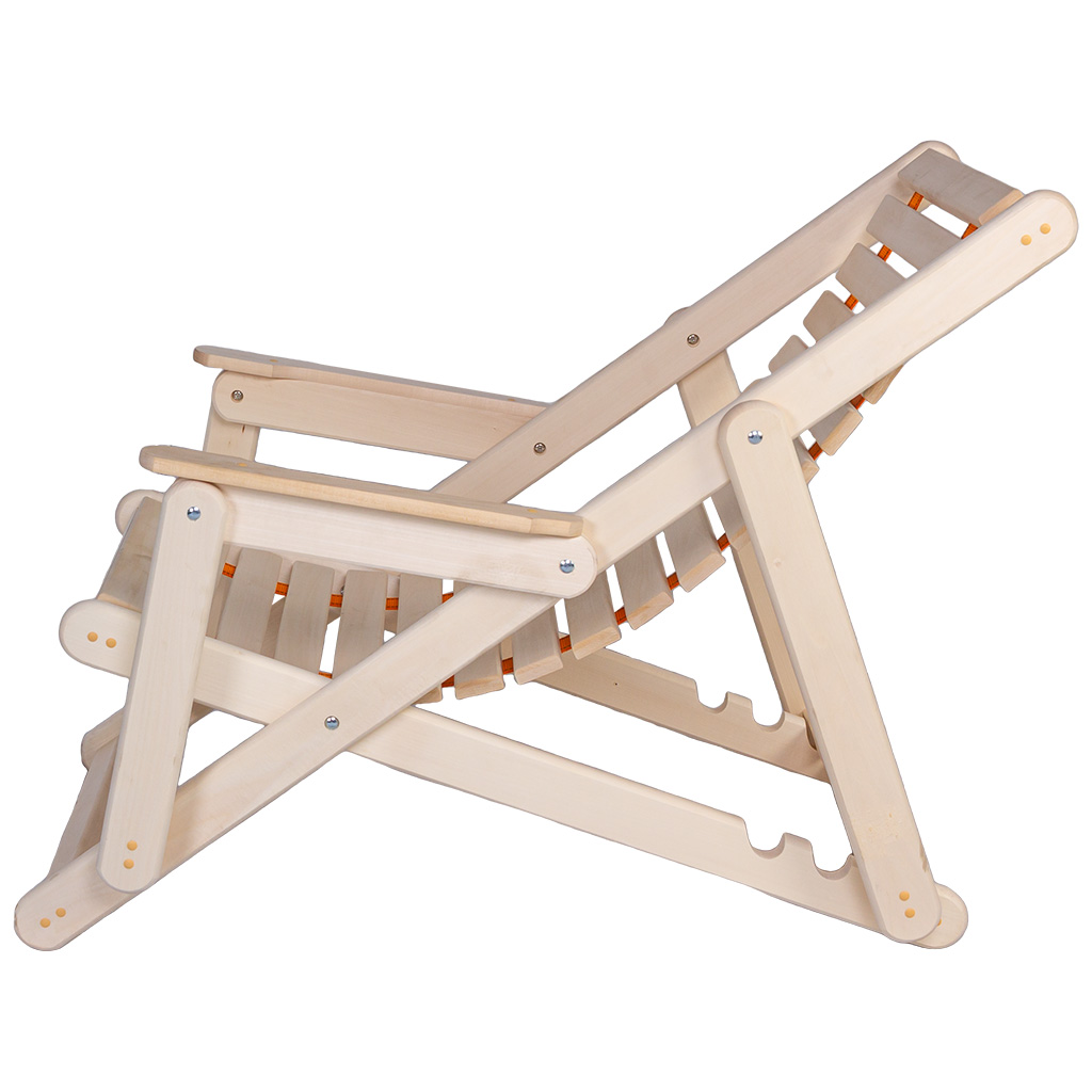 Шезлонг гибкий с подлокотниками, 600мм х 750мм х 1600мм, липа