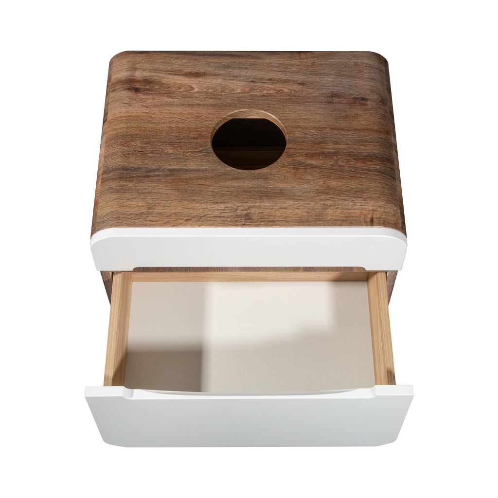 Тумба подвесная Ницца 60 с умывальником с, темное дерево/белый