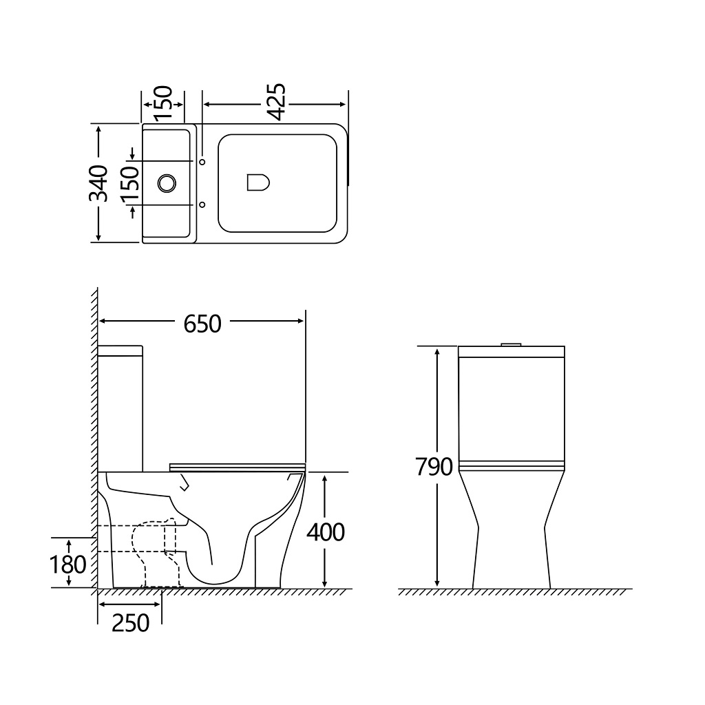 Унитаз-компакт Eva Gold EG314, безободковый, 2-х режимный, выпуск горизонтальный