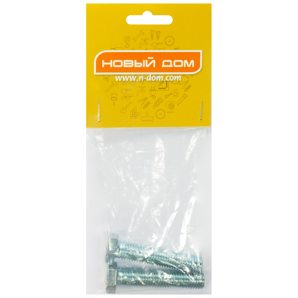 Болт с шестигранной головкой М 12 х 60, оцинкованный, 2 шт/упак