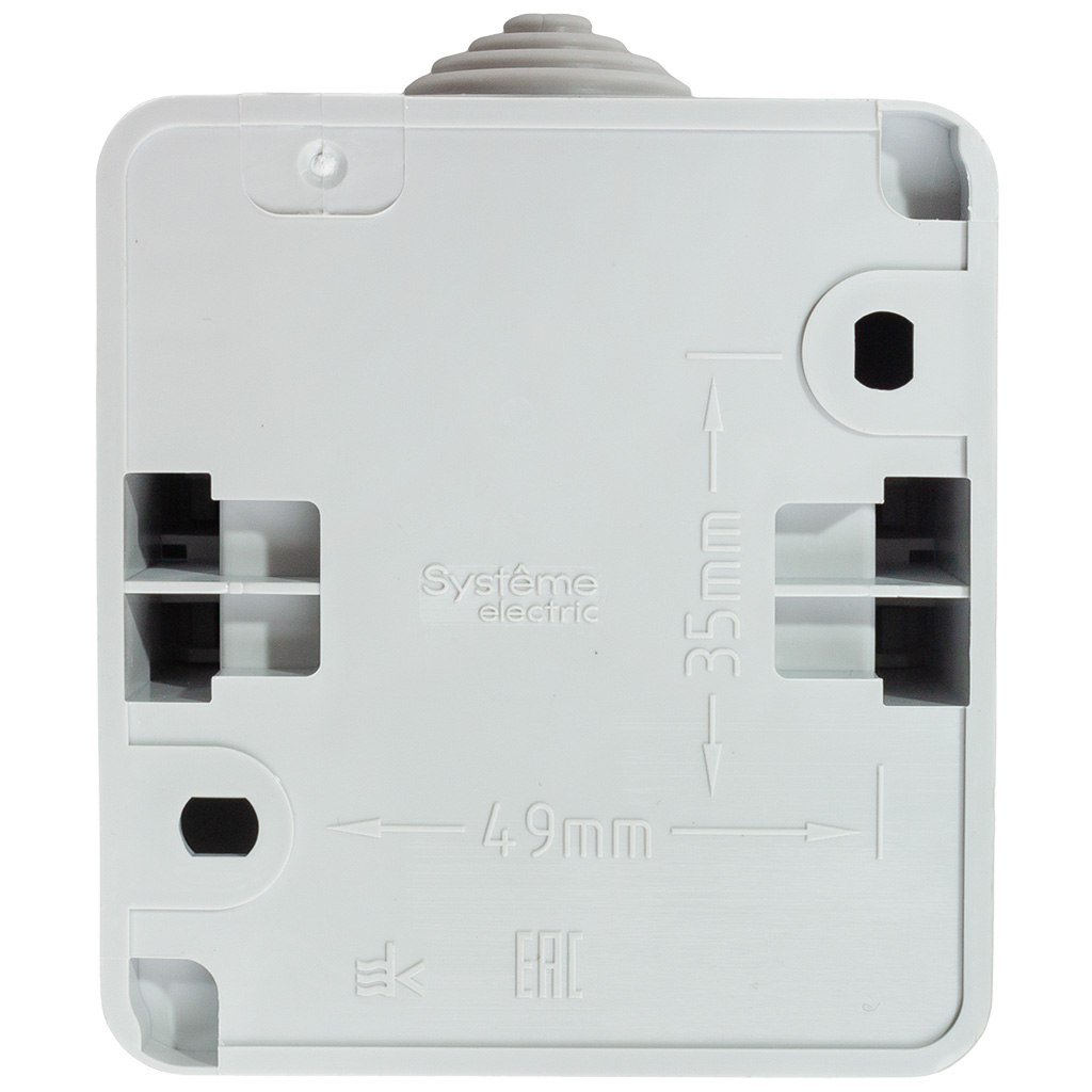 Выключатель открытой проводки Systeme Electric Этюд, 2-клавишный, 10А, IP44, серый