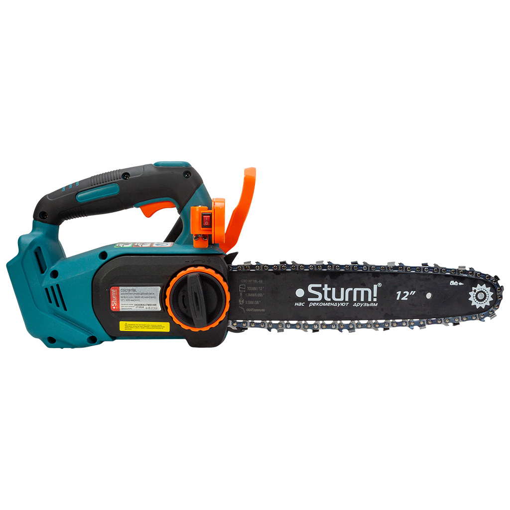 Пила цепная Sturm! CSC1811/BL, аккумуляторная 18Вт, шина 20", с АКБ 8 Ач и ЗУ SBP1808HP/SBC1822