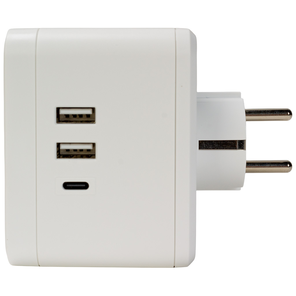 Разветвитель Куб EKF, 2 гнезда+2 USB, с заземлением, 16А, белый