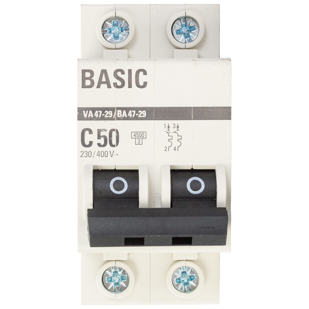 Выключатель автоматический ВА47-29 EKF, 2 полюсный, 50А С 4.5кА