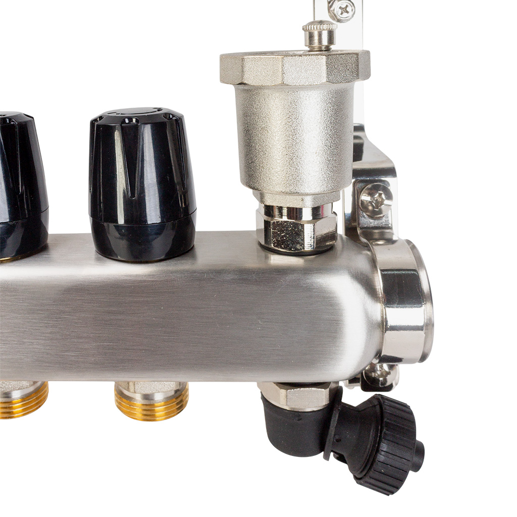 Коллектор с расходомерами без сливных узлов, Tim, 1", 4 выхода