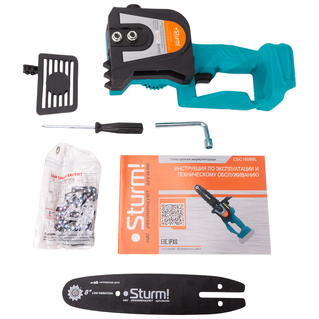Пила аккумуляторная цепная Sturm! CSC1808/BL 1BatterySystem, шина 20см, 18Вт