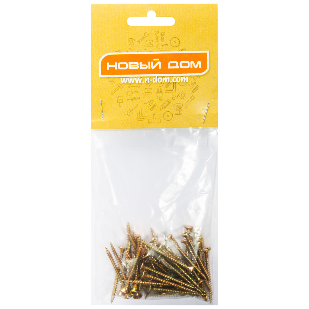 Шуруп универсальный, 3.5 х 40, желтый, 50 шт/упак