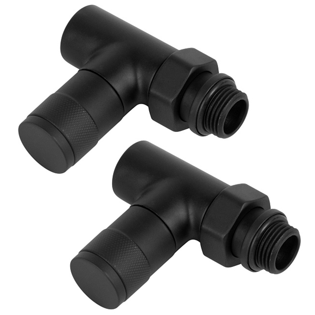 Набор дизайн-вентелей Royal Thermo Piano, черный, прямой, 1/2