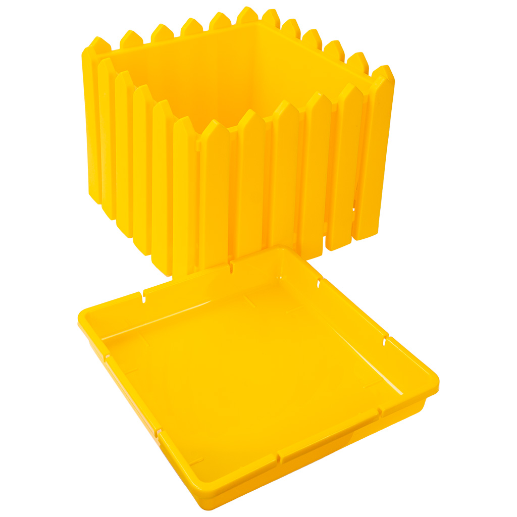 Кашпо Лардо, квадратное, среднее 283х283х218, пластик, желтый