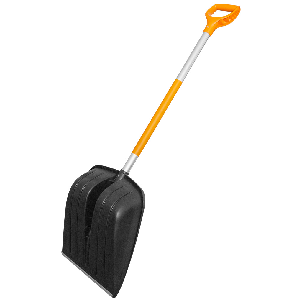 Лопата для уборки снега Fiskars SnowXpert, пластмассовая, алюминиевый черенок, 355мм х 440мм.