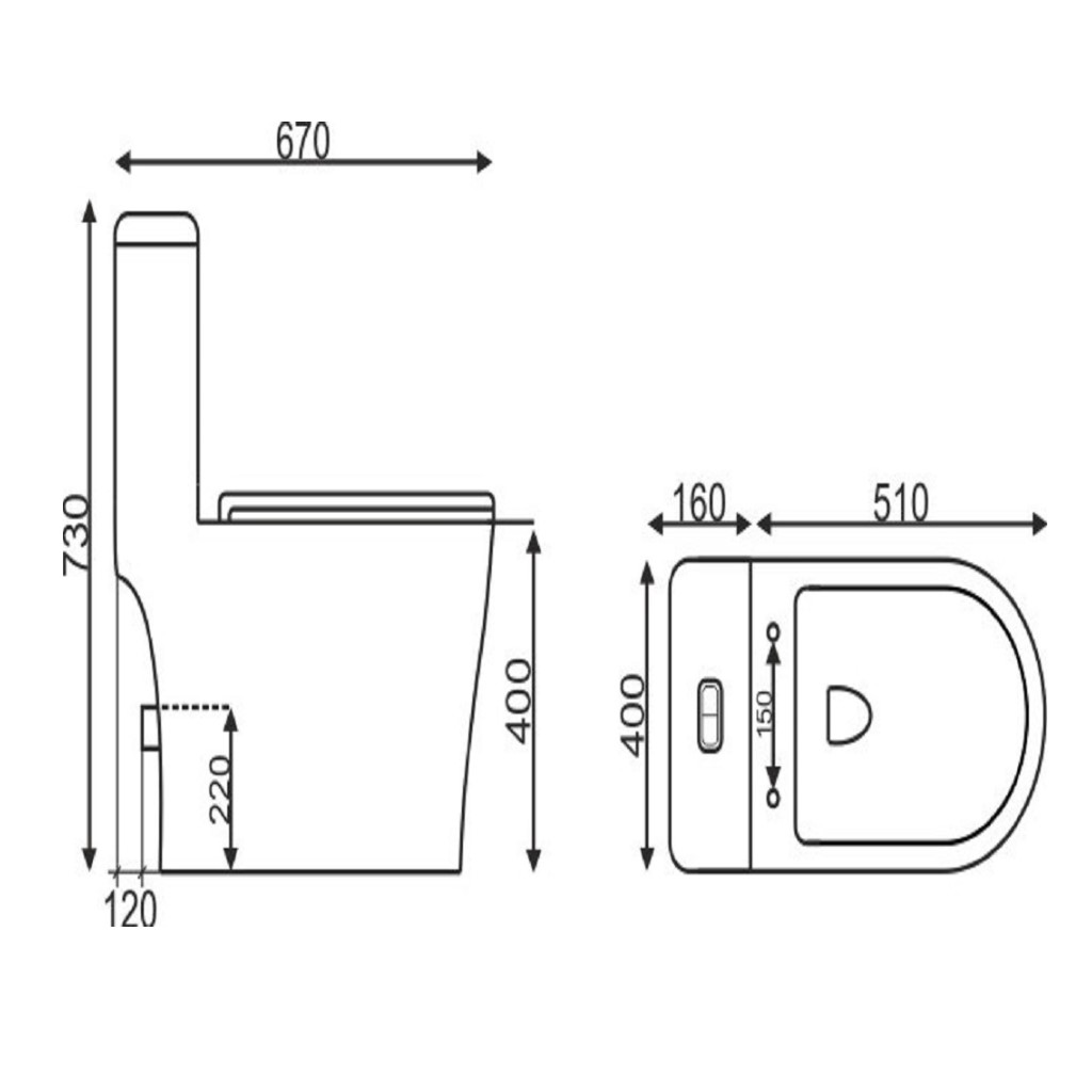 Унитаз-монолит Eva Gold SM9609, безободковый, 2-х режимный, выпуск горизонтальный