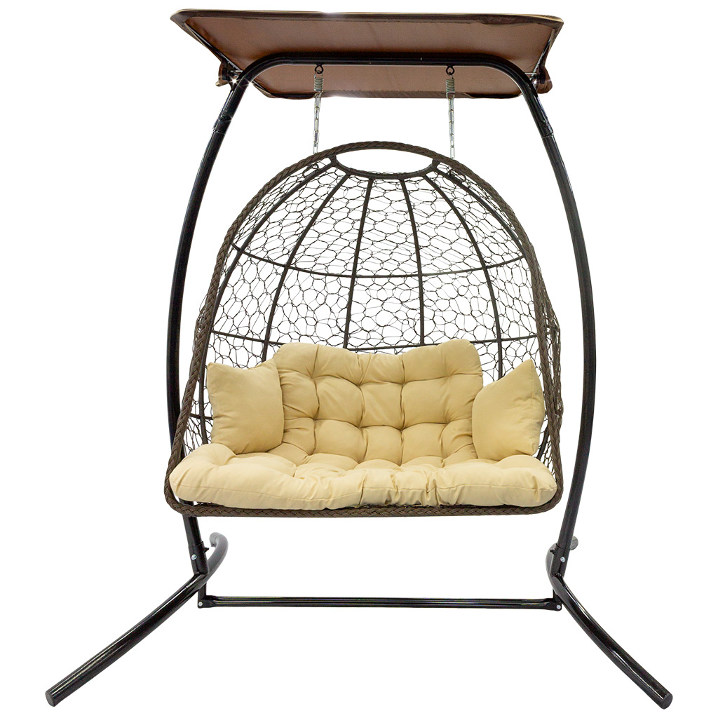 Кресло подвесное Беатрис 7036, двойное, коричневое