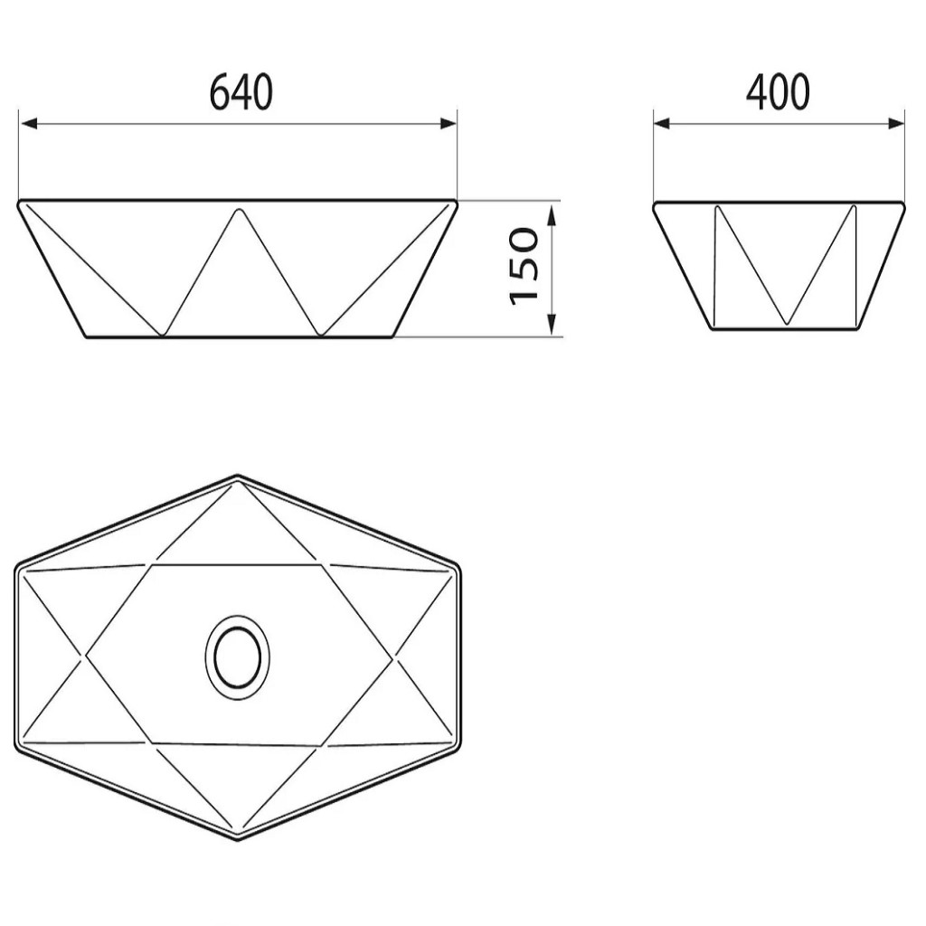 Умывальник накладной RUNO Poligono, многоугольный, белый