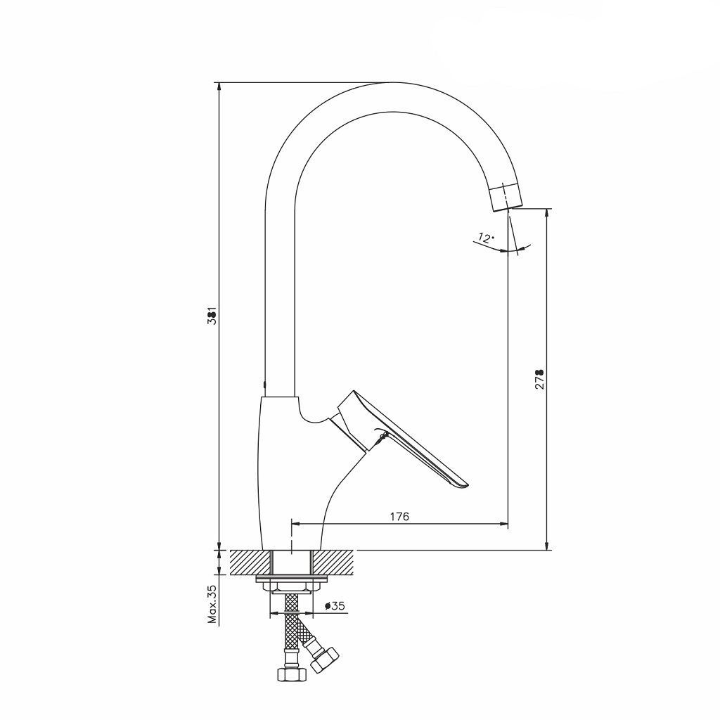 Смеситель для кухни Mixline ML33-098GR, хром