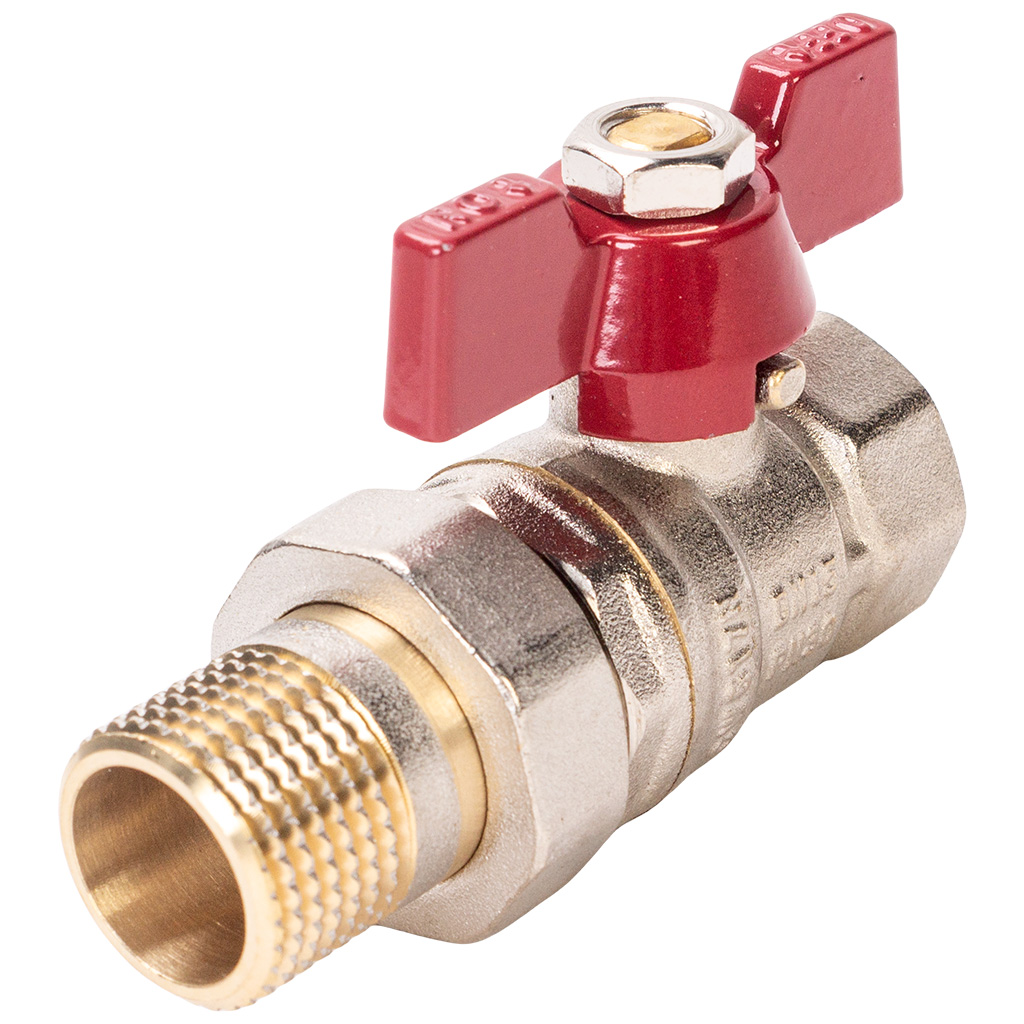 Кран шаровый с американкой для воды TIM, 1/2" г-ш, бабочка