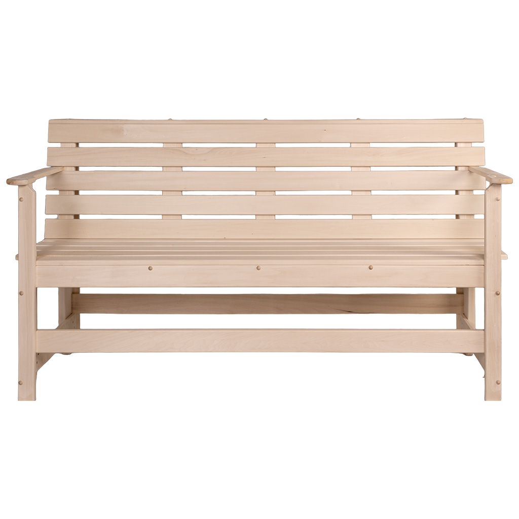 Скамья с подлокотниками, липа, 1600мм х 870мм х 550мм