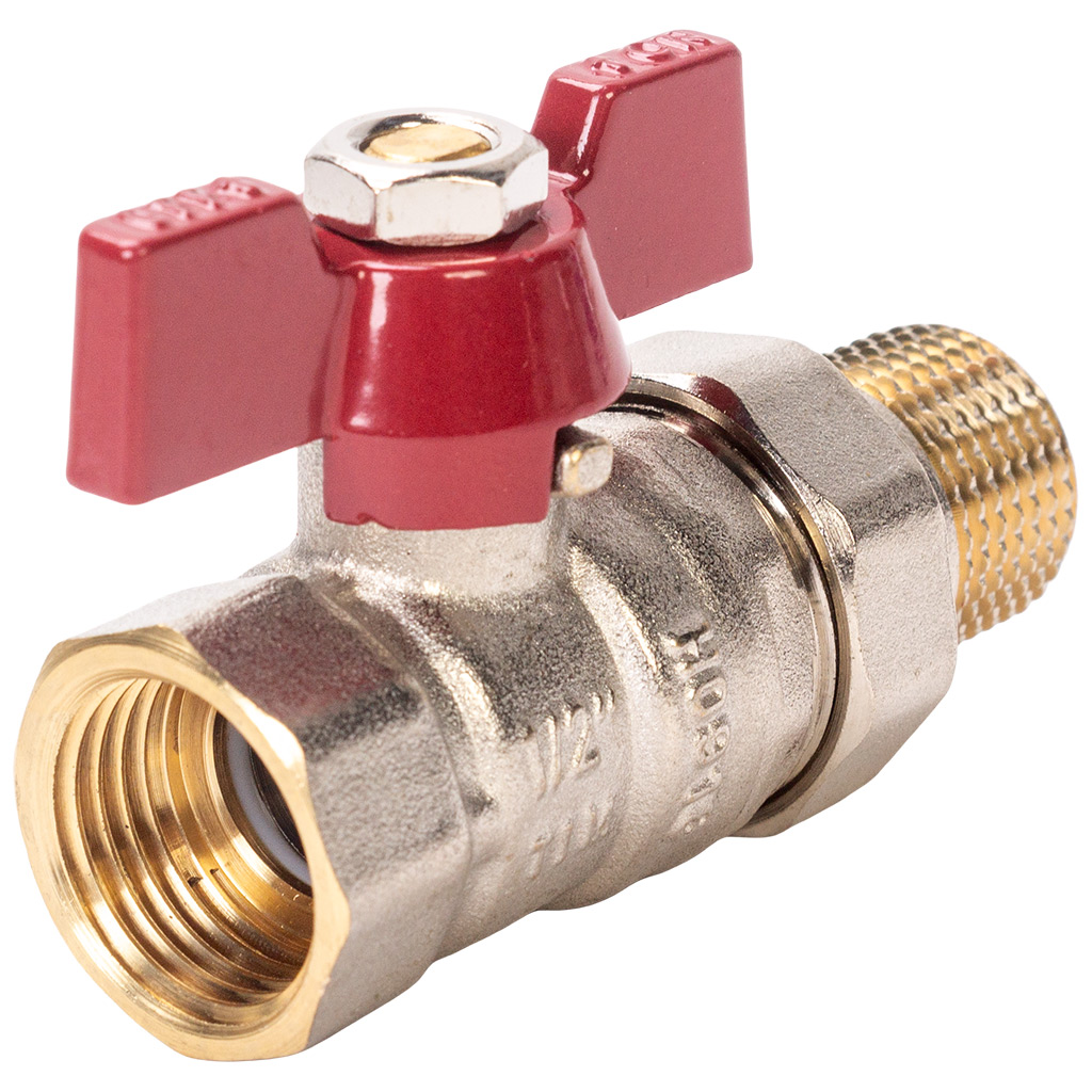 Кран шаровый с американкой для воды TIM, 1/2" г-ш, бабочка