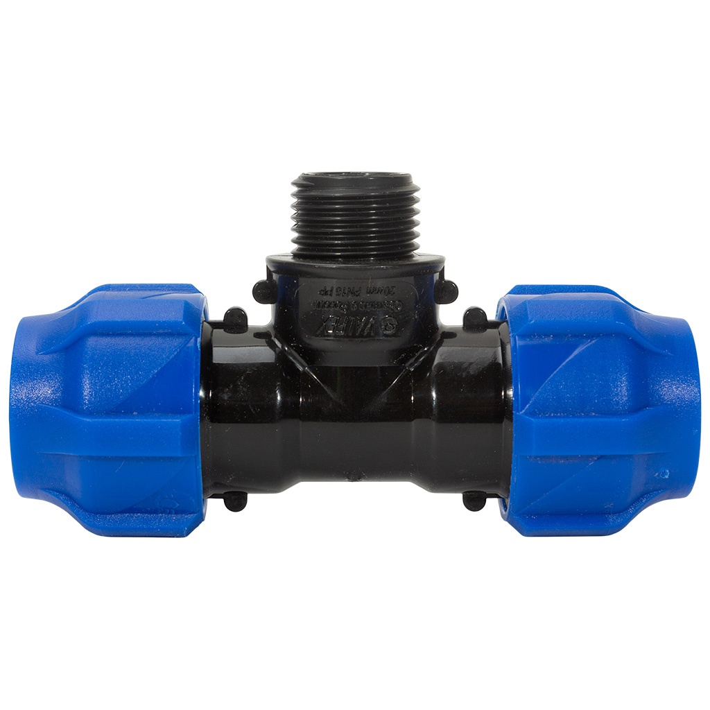 Тройник ПНД, ДУ20 х 1/2" х ДУ20, с наружной резьбой