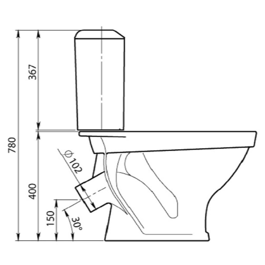 Унитаз-компакт Santeri Вест, нижняя подводка, выпуск косой