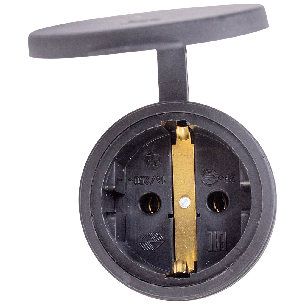 Штепсель Витебск, 16А, с заземлением, каучук, черный