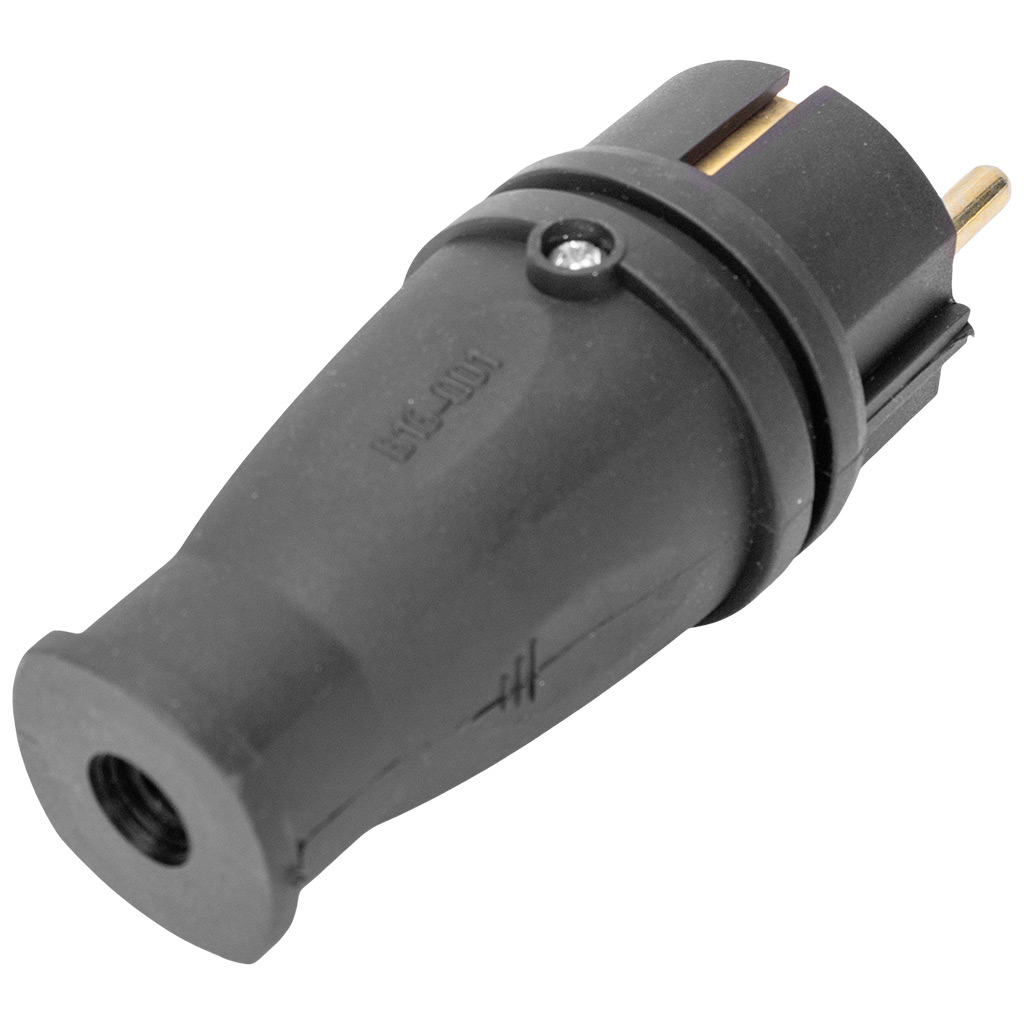 Вилка электрическая прямая Витебск, 16А, с заземлением, черная