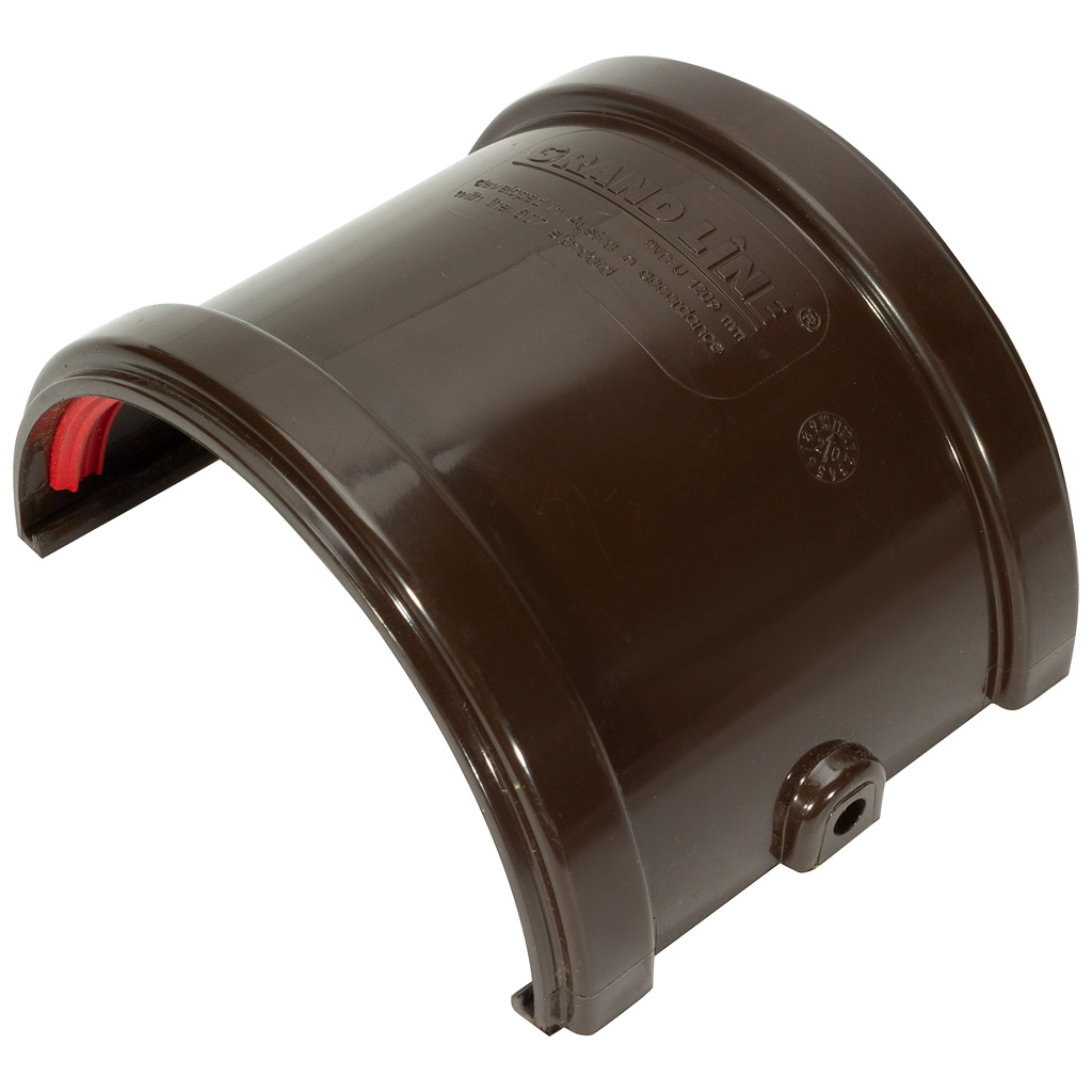 Соединитель желобов водосточных Grand Line d-120мм, коричневый RR32