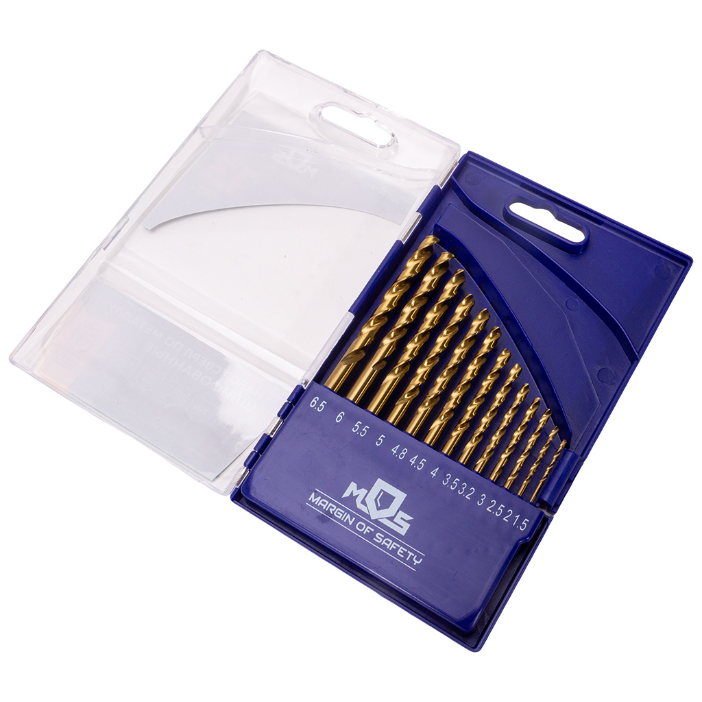 Набор сверл по металлу Mos, титановое покрытие 1,5-6,5мм, 13шт