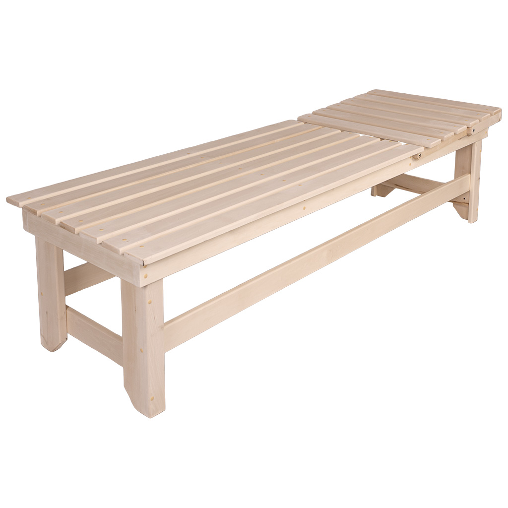 Лежак с регулируемой спинкой, 1800мм х 550мм х 445мм, липа