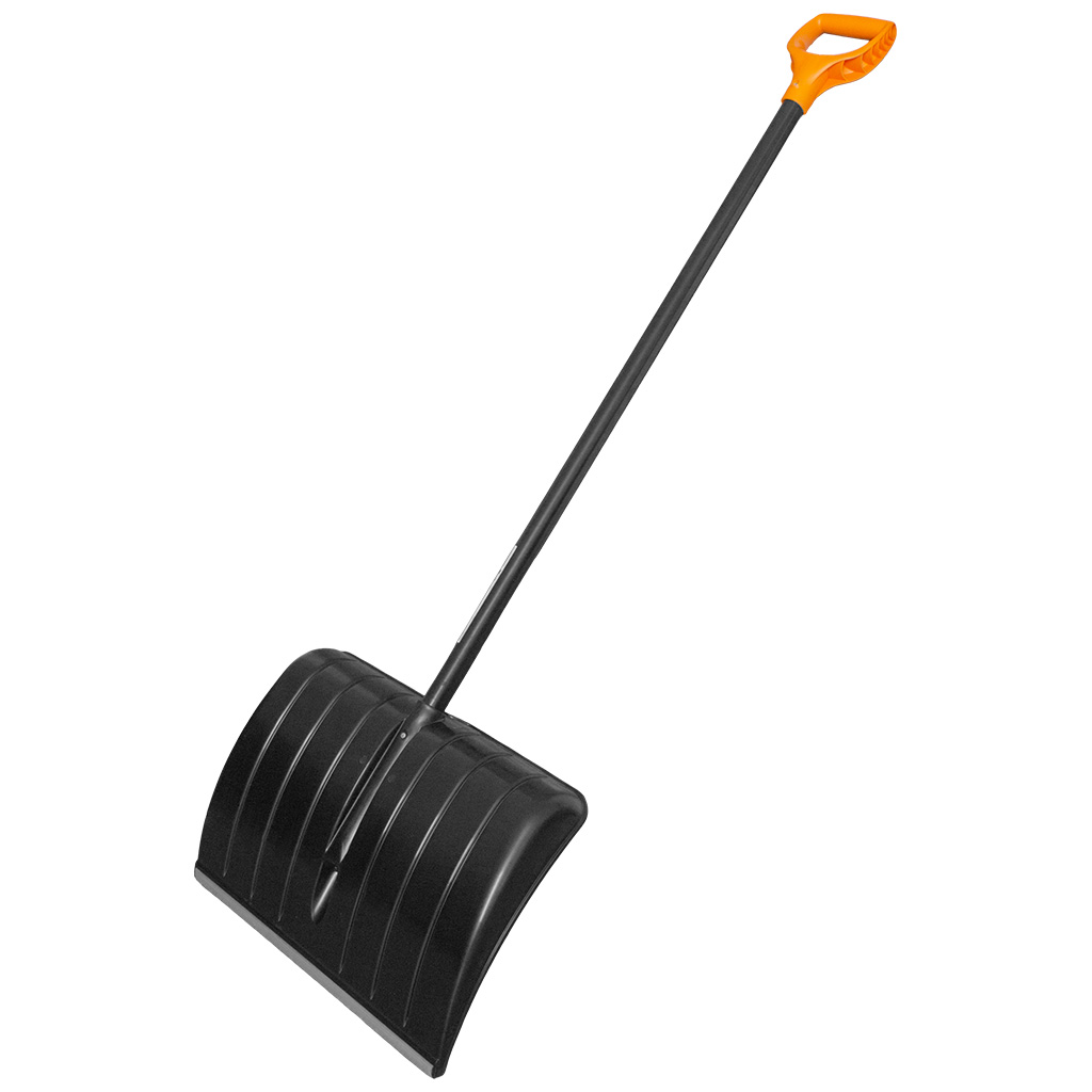 Лопата для уборки снега "Fiskars Solid", пластмассовая, с деревянным черенком, 520х372мм
