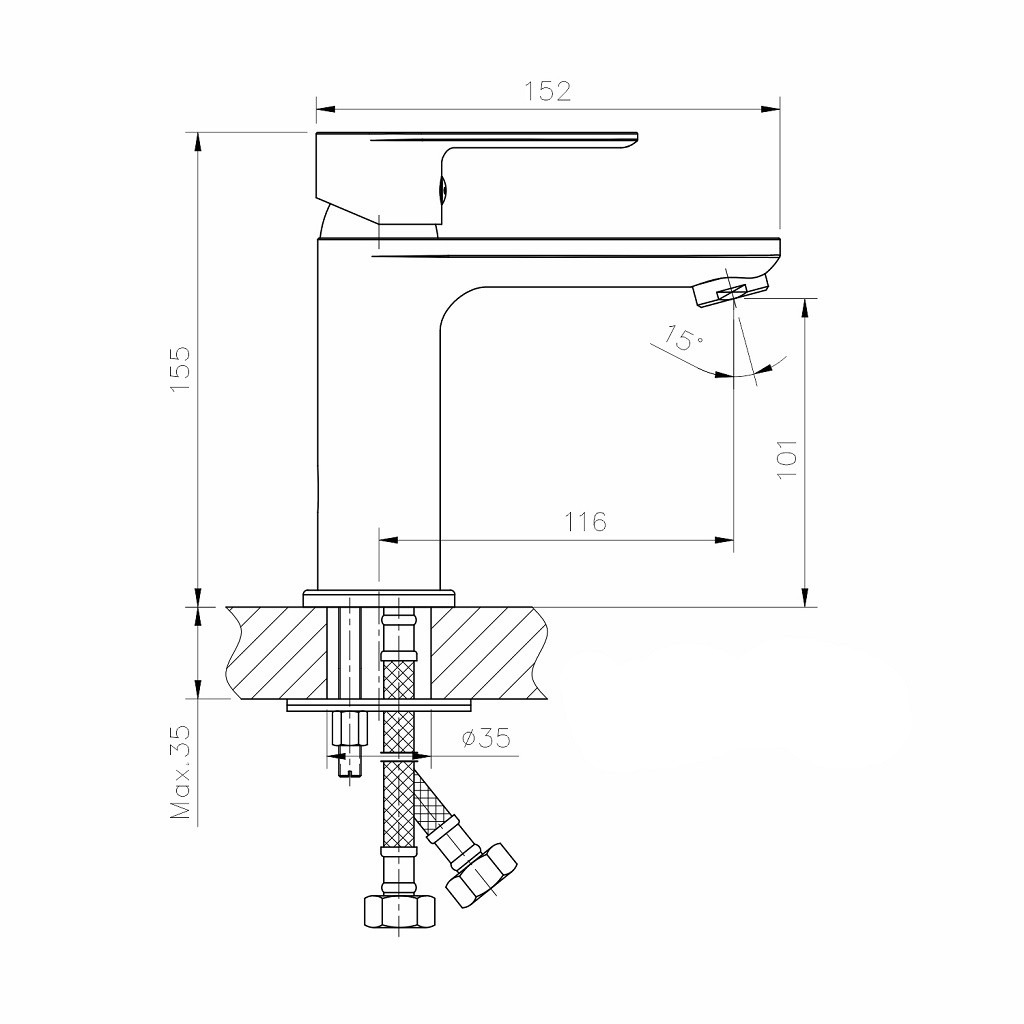 Смеситель Mixline City white ML33-04, для умывальника, белый/хром