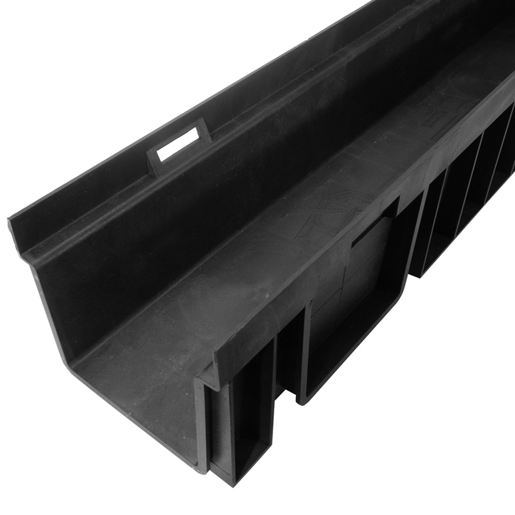 Лоток пластиковый Gidrolica Light с пластиковой решеткой, DN100, Кл.В125,  1000х115х96мм